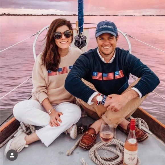 NWOT Kiel James Patrick Old Glory Sweater Navy Medium Large Unisex Rare! - Picture 3 of 7